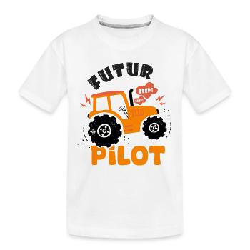 soon to be pilot farmer farmer. - Kids' Premium Organic T-Shirt - white - Front