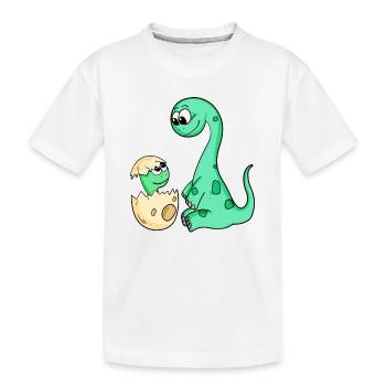 Dinosaur with Baby Dinosaur - Kids' Premium Organic T-Shirt - white - Front
