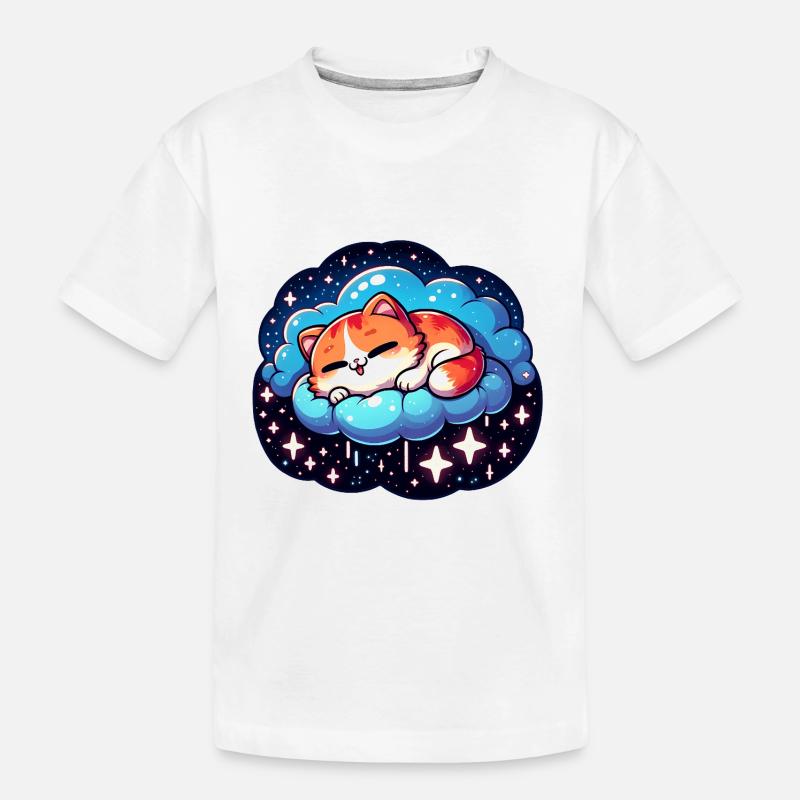 Süßes schlafendes Kätzchen - Kinder Premium Bio T-Shirt - Weiß