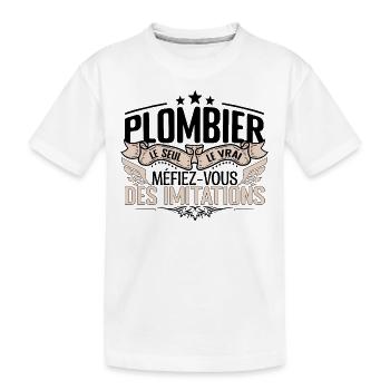 Plombier cadeau Plombier le vrai Plombier - T-shirt bio Premium Enfant - blanc - Devant