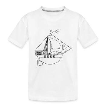 Anmalen Piratenschiff Pirat - Kinder Premium Bio T-Shirt - Weiß - Vorne