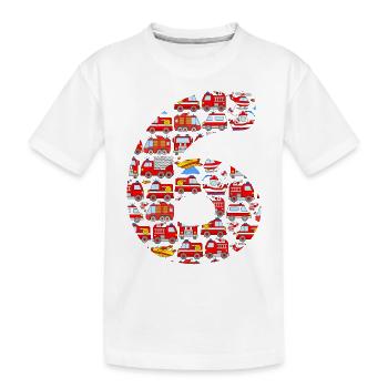 Fire Trucks 6 Years Birthday Boys - Kids' Premium Organic T-Shirt - white - Front