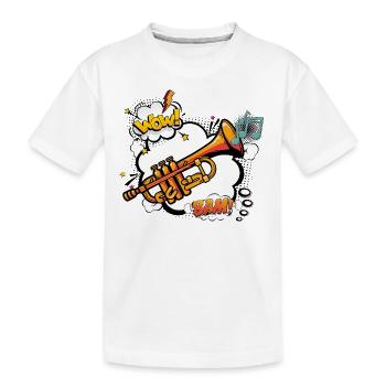 Trumpet in comic cloud - Kids' Premium Organic T-Shirt - white - Front