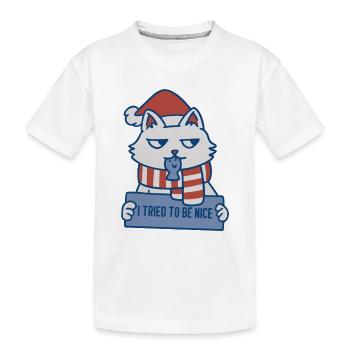 I Tried to be Nice Xmas Cat - Kids' Premium Organic T-Shirt - white - Front