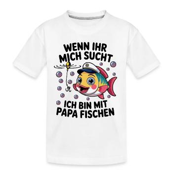 Fischen Angeln mit Papa und lustiger Spruch - Kinder Premium Bio T-Shirt - Weiß - Vorne