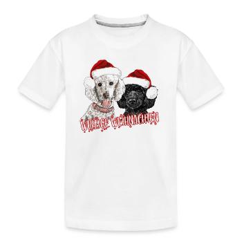 Frohe Weihnachten - weihnachtliches Pudelmotiv - Kinder Premium Bio T-Shirt - Weiß - Vorne