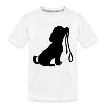 Baby Dog With Leash - Kids' Premium Organic T-Shirt - white - Front