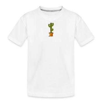 großer grüner Kaktus im Blumentopf - Kinder Premium Bio T-Shirt - Weiß - Vorne