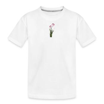 two metallic shimmering tulips in spring - Kids' Premium Organic T-Shirt - white - Front