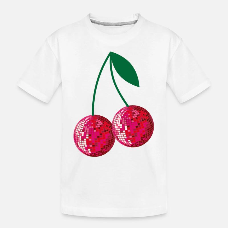 Disco-Kirschen - Kinder Premium Bio T-Shirt - Weiß