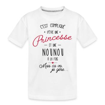 Compliqué d'être une princesse et une nounou - T-shirt bio Premium Enfant - blanc - Devant