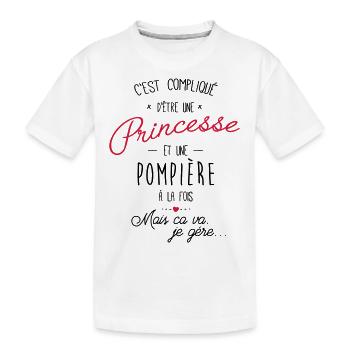 Princesse et pompière - pompier - T-shirt bio Premium Enfant - blanc - Devant