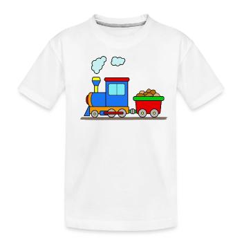 Train ferroviaire avec locomotive à vapeur - T-shirt bio Premium Enfant - blanc - Devant