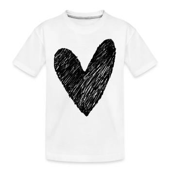 Herz Gekritzelt schwarz handgemalt Geschenkidee - Kinder Premium Bio T-Shirt - Weiß - Vorne