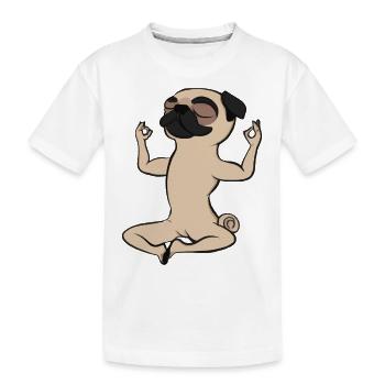 Mops Hund macht Yoga Yogaliebhaber Geschenkidee - Kinder Premium Bio T-Shirt - Weiß - Vorne