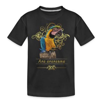 The blue and yellow macaw - Kids' Premium Organic T-Shirt - black - Front