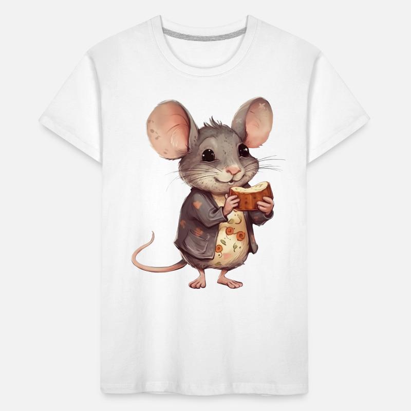 Happy mouse with chocolate biscuit Kids' Premium Organic T-Shirt