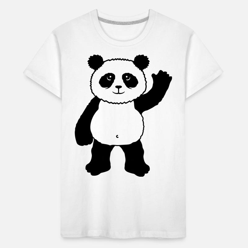 Upright standing panda bear waves friendly Kids' Premium Organic T-Shirt
