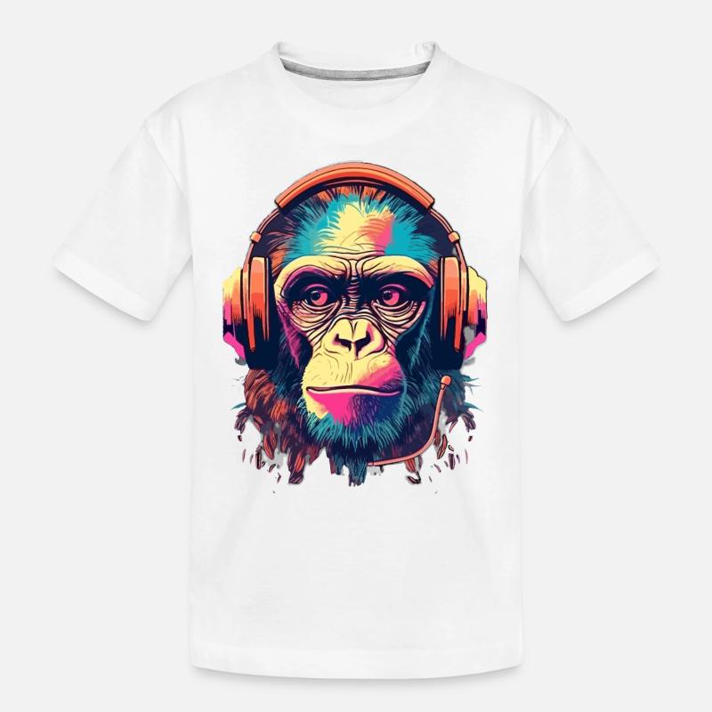 Monkey Beats - Kinder Premium Bio T-Shirt - Weiß