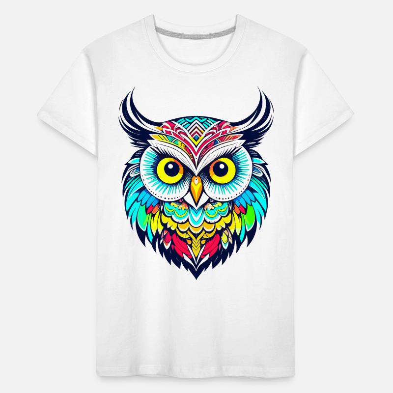 Farbenfroher Kopf eines niedlichen Eulen-Tattoos Kinder Premium Bio T-Shirt