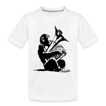 Singe Orchestre Tuba Street Art Banksy Style - T-shirt bio Premium Enfant - blanc - Devant