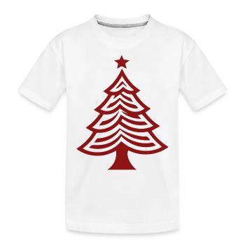 Red Christmas Tree Fir Tree Emblem - Simple - Kids' Premium Organic T-Shirt - white - Front
