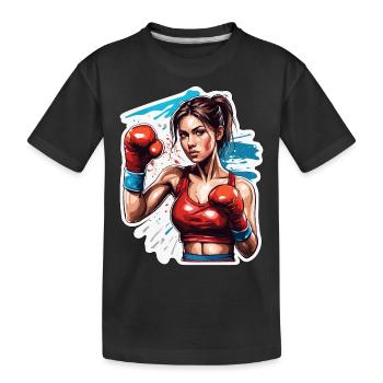Boxer / Sport / Fight / Arena / Boxing Ring / Fists - Kids' Premium Organic T-Shirt - black - Front