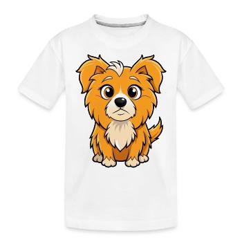 Neugieriger tibetischer Spaniel-Hund Kunstdruck - Kinder Premium Bio T-Shirt - Weiß - Vorne