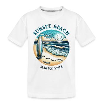 Ambiance de surf sur la plage au coucher du soleil - T-shirt bio Premium Enfant - blanc - Devant