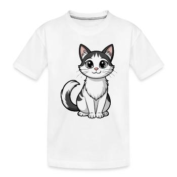 Süße Katze mit großen Augen - Kinder Premium Bio T-Shirt - Weiß - Vorne
