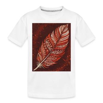 Rot-Weiße Feder - Eleganz auf Rot - Kinder Premium Bio T-Shirt - Weiß - Vorne