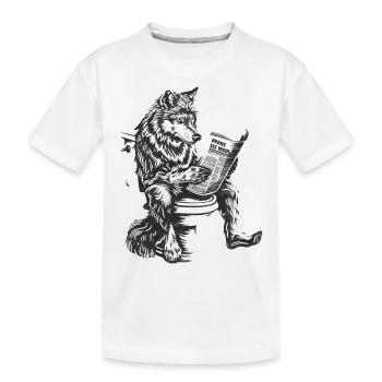 Wolf auf Toilette - Kinder Premium Bio T-Shirt - Weiß - Vorne