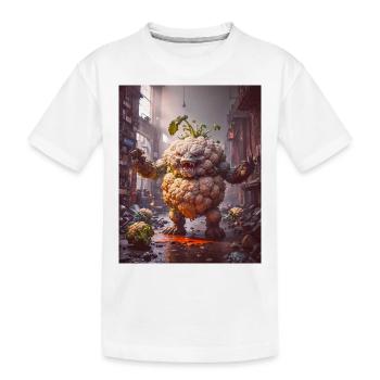 Gemüse Untergang Apocalypse Monster Blumenkohl - Kinder Premium Bio T-Shirt - Weiß - Vorne