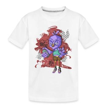Streetwise Bird – Graffiti Vandal im Comic-Stil - Kinder Premium Bio T-Shirt - Weiß - Vorne