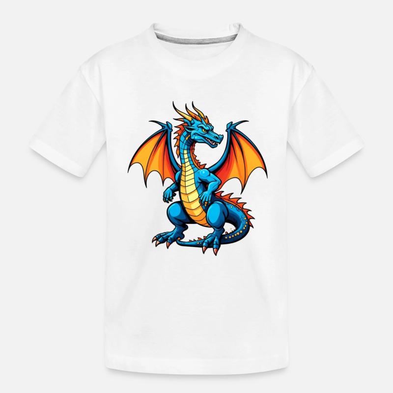 Blauer Dragon - Kinder Premium Bio T-Shirt - Weiß