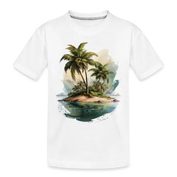 Eine einsame Insel mit Palmen - Kinder Premium Bio T-Shirt - Weiß - Vorne