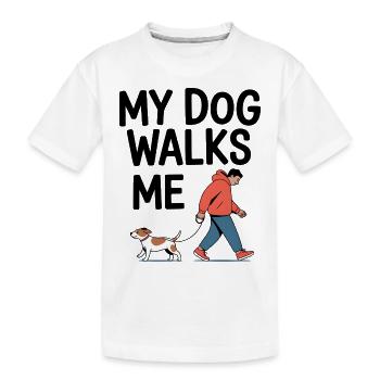 My Dog Walks Me - Kids' Premium Organic T-Shirt - white - Front