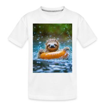 Sloth bathing, funny animals for kids - Kids' Premium Organic T-Shirt - white - Front
