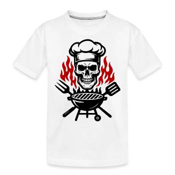 Grill Skull Chef Grilling - Kids' Premium Organic T-Shirt - white - Front