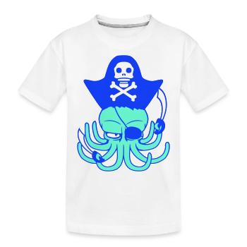 Oktopus Pirat Crew Kapitän Segler Freibeuter Segel - Kinder Premium Bio T-Shirt - Weiß - Vorne