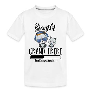Bientôt grand frère panda - T-shirt bio Premium Enfant - blanc - Devant