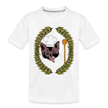 Laurel Wreath Gourmet Chef Cat Wooden Spoon Hunger - Kids' Premium Organic T-Shirt - white - Front