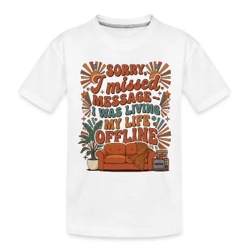 Living Life Offline Retro - Kids' Premium Organic T-Shirt - white - Front