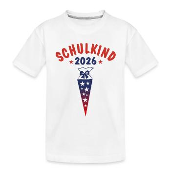 Schulkind 2026 - Schultüte - rot blau Farbverlauf - Kinder Premium Bio T-Shirt - Weiß - Vorne