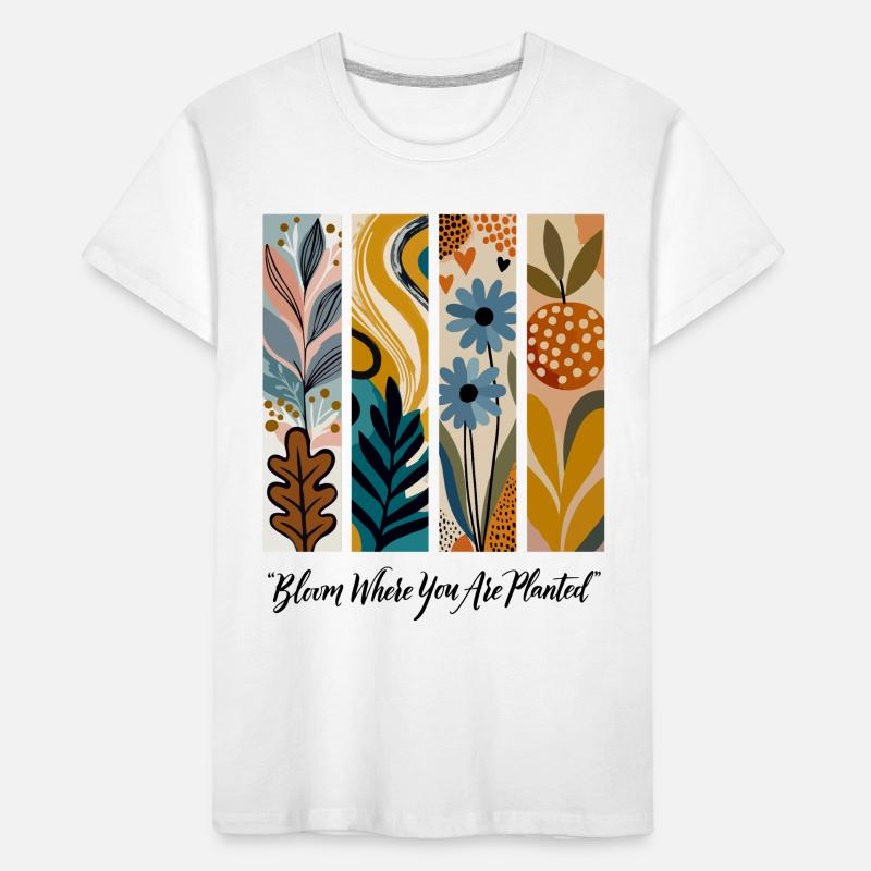 Blühende Botanische Panel-Collage Kinder Premium Bio T-Shirt