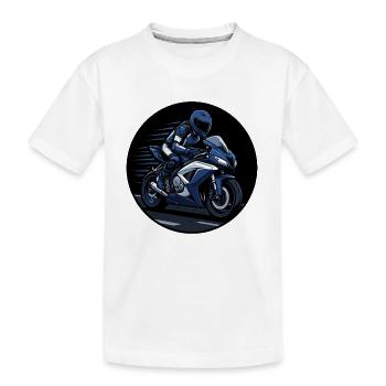 Voiture de course bleue sur moto sport - T-shirt bio Premium Enfant - blanc - Devant