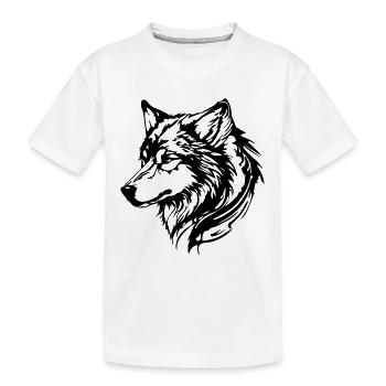 Wolf Head - Kids' Premium Organic T-Shirt - white - Front