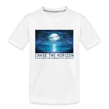 Dem Horizont nachjagen Spruch Sprüche Motto - Kinder Premium Bio T-Shirt - Weiß - Vorne