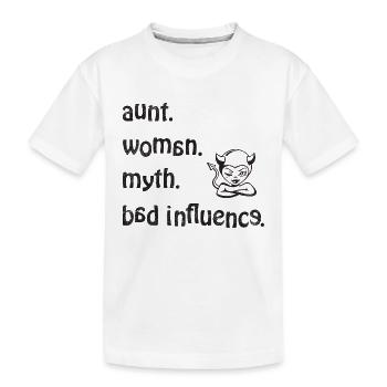 amazed. Woman. myth. Bad Influence - Retro - Kids' Premium Organic T-Shirt - white - Front