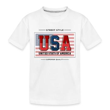 United States - Kids' Premium Organic T-Shirt - white - Front
